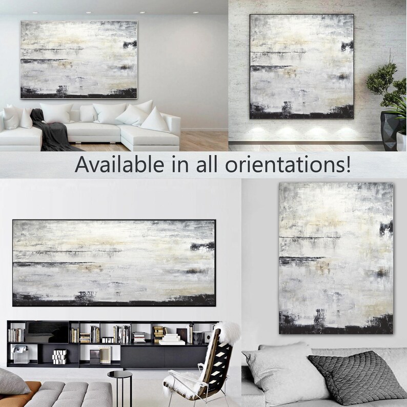 Abstract Painting Contemporary Art Oil Painting Original Large Gray Vertical Textured Design Artwork Urban Art Modern High End - Sky Whitman image 5