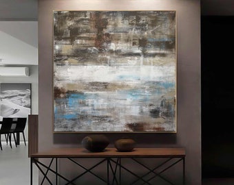 Large Abstract Painting, Boho Original Oil Painting, Brown Tan Modern Contemporary Painting On Canvas, Bohemian Style, Frame Optional