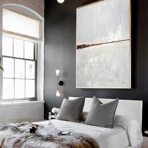 Original Large Modern Painting Gray Taupe