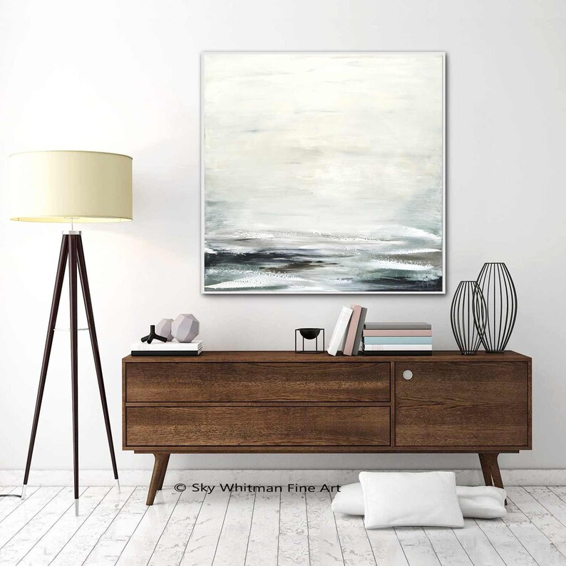 Large Landscape Original Oil Painting Modern Art Contemporary Seascape Abstract Art Handmade Ocean Wall Art Acrylic Painting by Whitman image 1