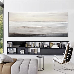 Panoramic Taupe Gray Coffee Brown Art On Canvas