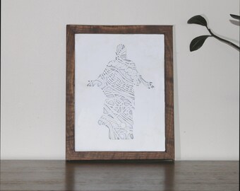 Jesus Christ Framed Wall Art - 9"x12" With Black Walnut Border
