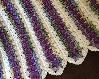 PDF Pattern Only Lavender Meadow Crocheted mile a minute afghan blanket INSTANT DOWNLOAD