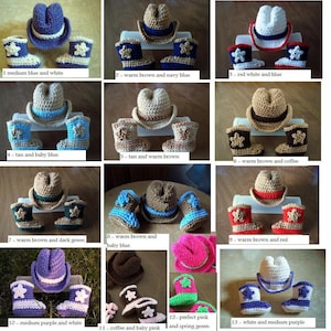 U Choose COWBOY Cowgirl baby Hat & Boots, FREE SHIP Newborn - 3 months crochet Photo Prop Custom boy girl