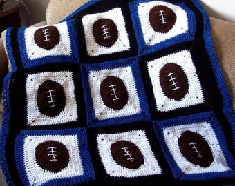 Pattern Only Football Fever Crochet Baby afghan blanket INSTANT DOWNLOAD PDF sports adult boy girl