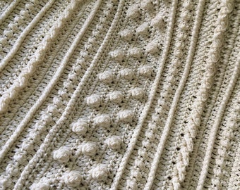 Pattern Only Aran Isles Fisherman Crochet afghan blanket INSTANT DOWNLOAD PDF