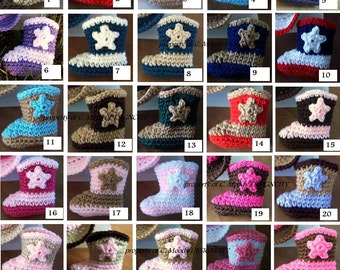 U Choose color COWBOY Cowgirl baby Boots, FREE SHIP Newborn - 3 months Photo Prop boy girl brown blue pink tan crochet baby shower gift