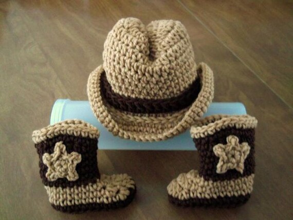 Free crochet pattern for newborn cowboy hat and online boots