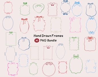 Hand-Drawn Frames Clipart Bundle: Whimsical Wedding Invitation Borders (PNG)