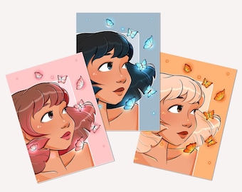 Cartes de voeux fille papillon