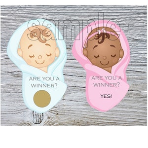 Baby Shower Scratch Off Game Cards - Bundled Babies - Various Colors and skin tones!