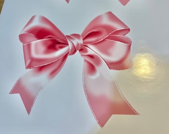 Emoji pink bow ribbon vinyl wall car decal sticker 5 sizes girl's bedroom