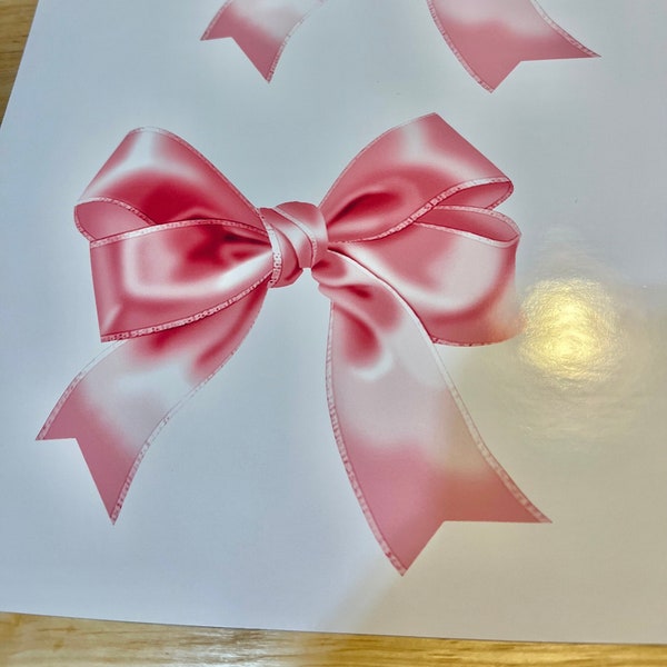 5" Bow Stickers - printed on glossy photo sticker paper!  Pink, Purple, Blue, Red, Silver, Multi Color and White