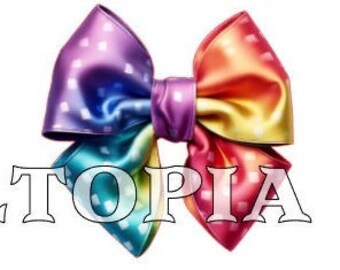 3" Bow Stickers - printed on glossy photo sticker paper!  Four Multi Color Rainbow Options!