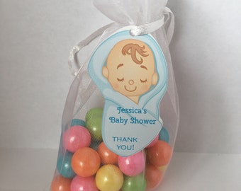Baby Shower Favor Tags - Baby Bundles, various colors, skin tones .