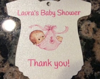 Baby Shower Favor Tags - Metallic Shimmer Cardstock - Baby Boy or Girl