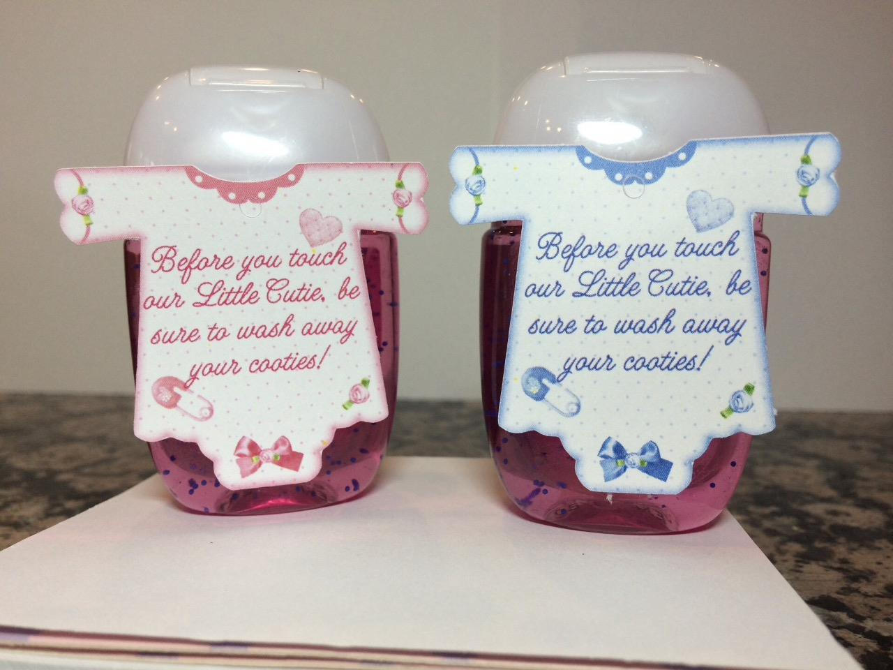 Hand sanitizer tags Baby Shower Favor Tags Onesie shaped