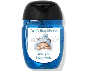 Set of 30 Hand sanitizer labels - Bath & Body Works Pocket Bac - Baby Bear - Blue - Pink - Neutral