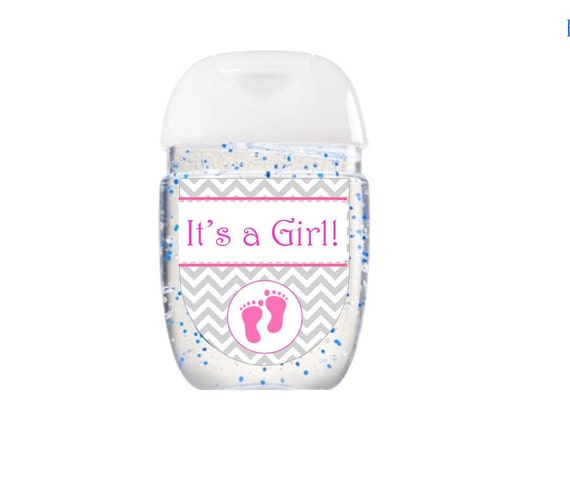 Hand sanitizer labels - Bath & Body Works - Baby Shower - Footprint Grey Chevron -Ships next day! Il_570xn