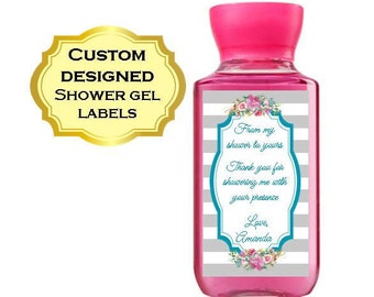 Custom Designed Shower Gel Labels Bath & Body Works 3 oz - Baby Shower, Bridal Shower, Wedding, Birthday, Annivesary