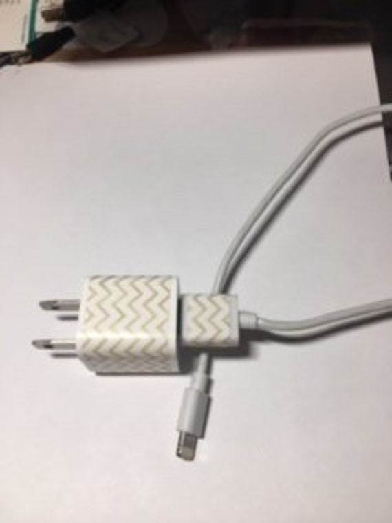 Iphone Charger Cord Cable Decal Stickers - Gold Chevron Il_570xn