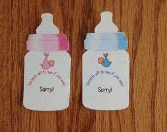 Baby Shower Scratch Off Game Cards - Bottle Shaped