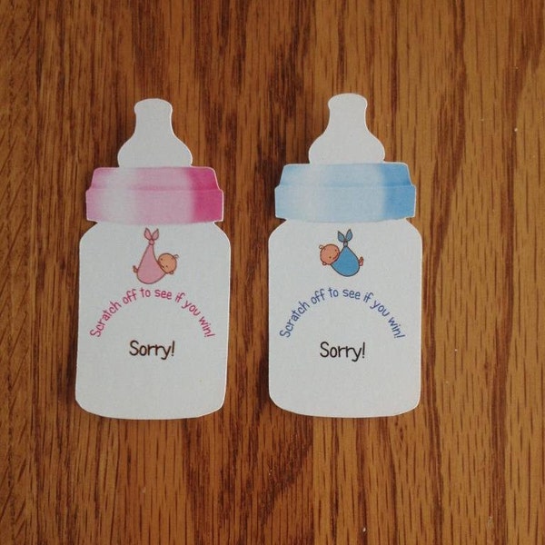 Baby Shower Scratch Off Game Cards - Bottle Shaped