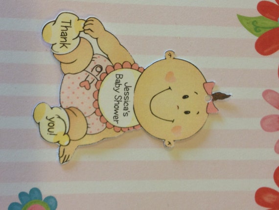 Baby Shower Favor Tags - Baby boy or girl tag shaped like baby - Personalized Il_570xn