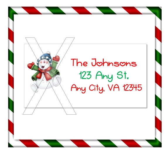 Christmas Holiday Address Labels or Gift Label Sticker - Snowman with Hat & Scarf Il_570xn