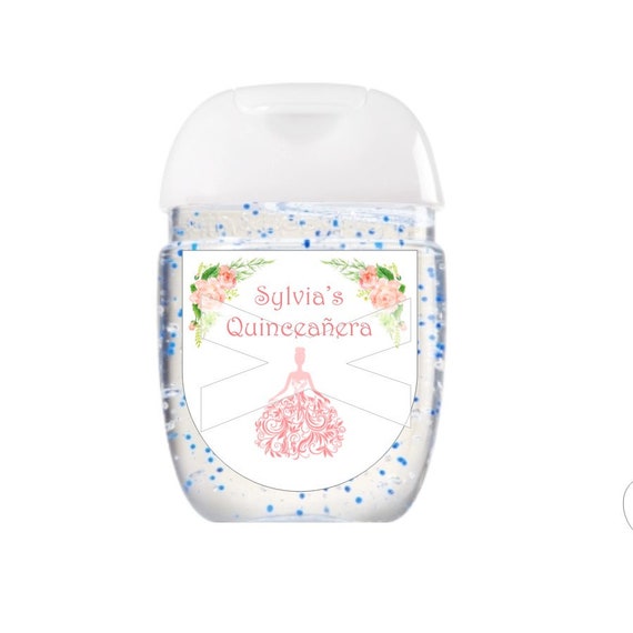 Hand sanitizer labels - Bath & Body Works - Glossy Baby Shower Labels - Quinceanera Labels - Pink floral Il_570xn
