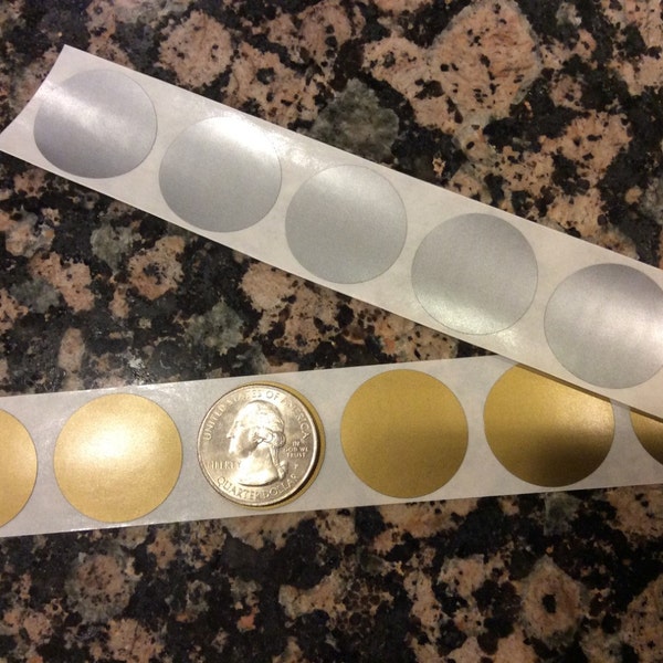 Gold or Silver 1" inch round Scratch Off Stickers Labels - ALL quantities get FREE stickers!