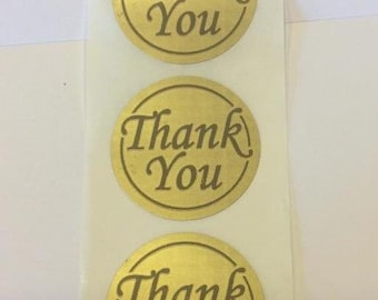 Baby Shower, Wedding, Birthday Gold Foil Thank you Seals Stickers Labels  - Ships Next Day!