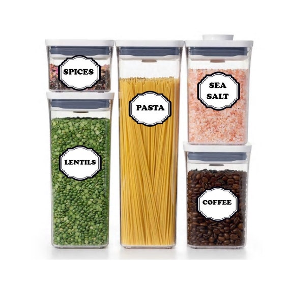 Kitchen Pantry Labels Stickers - Waterproof with White Center and Colored Double Borders - Many Colors! Il_570xn