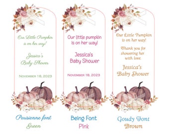 Blush Fall Pumpkins Hand Soap Labels: Bridal Shower Stickers