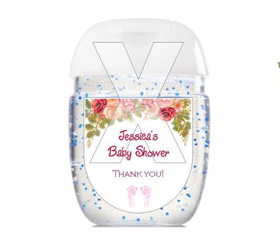 Hand sanitizer labels - Bath & Body Works new design - Glossy Baby Shower Labels - Pink Floral B1 Il_570xn