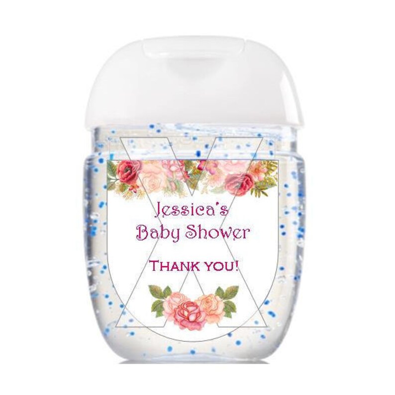 Floral Baby Shower Hand Sanitizer Labels