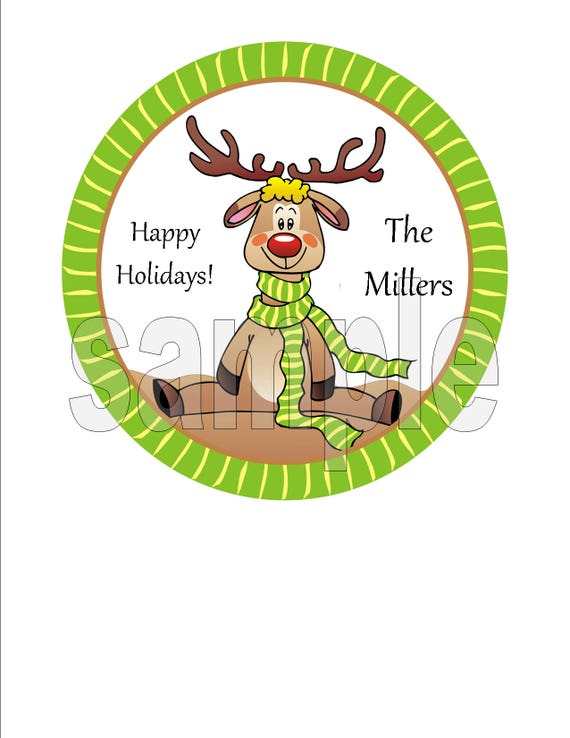 Christmas Holiday Labels or Tags - Cute Reindeer Il_570xn