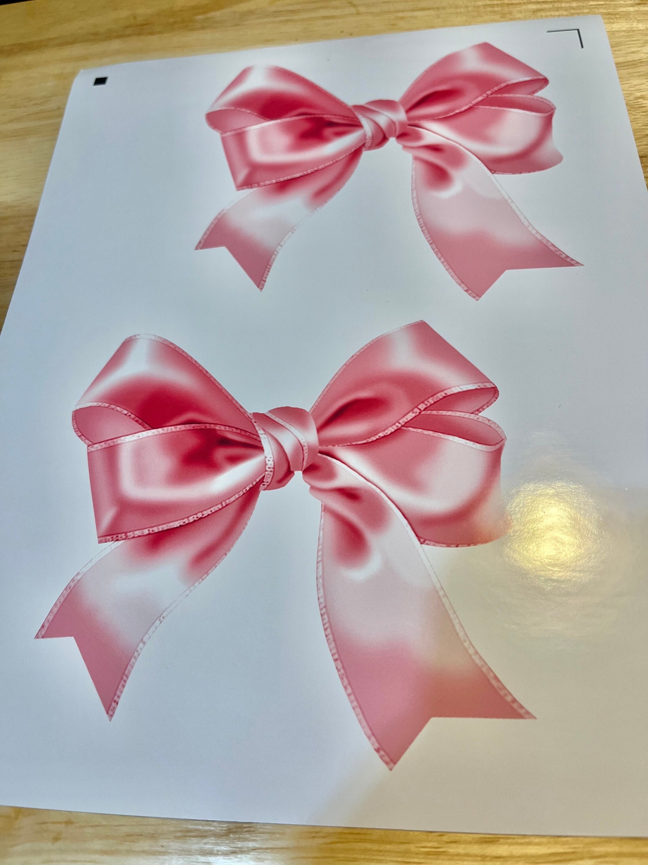 pink bow sticker flake 1.25x1.75