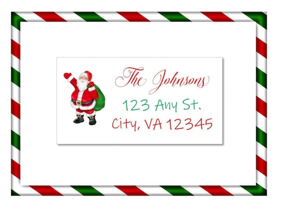 christmas holiday address labels or gift label sticker santa
