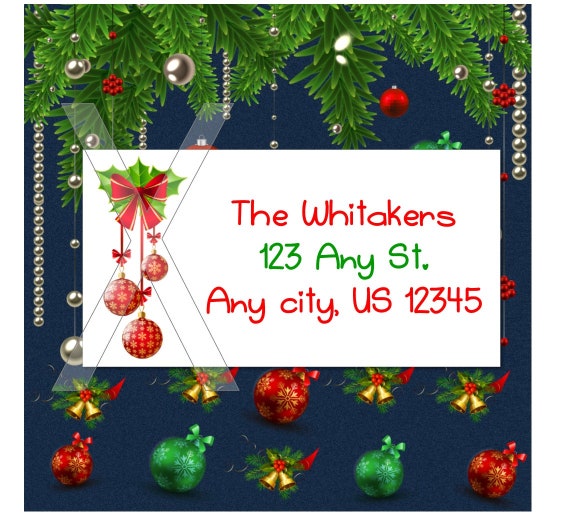 Personalized Christmas Holiday Gift Labels or Address Labels with Red Bulbs & Bow Il_570xn