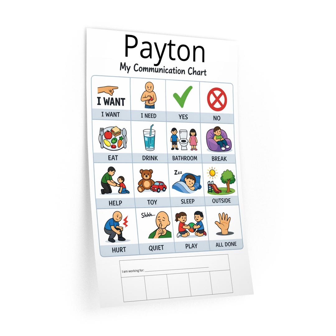 Custom Name Communication Chart Wall Decal | Visual Schedule, AAC Icons ...