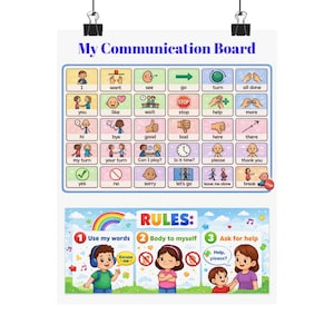 AAC Communication Board Matte Poster | Autism Support Visual Aid for Classroom Behavior Rules & Speech Therapy