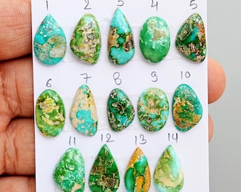 AAA+ Sonoran Gold Mountain Turquoise Cabochon Natural Flatback Loose Gemstones for Jewelry Making