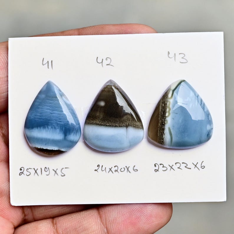 Owyhee Blue Opal Cabochon Natural Flatback Loose Gemstones for Jewelry Making image 15