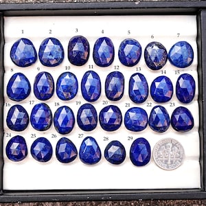 Lapis Lazuli Cabochon Rosenslipad Lapis Naturliga Flatback Lösa Ädelstenar för Smyckestillverkning