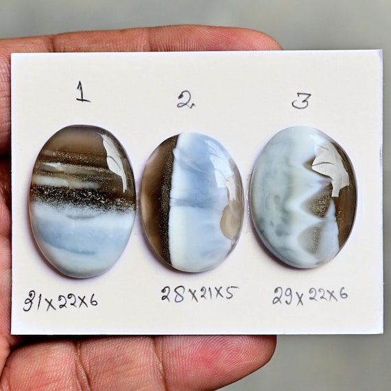 Owyhee Blue Opal Cabochon Natural Flatback Loose Gemstones for Jewelry Making
