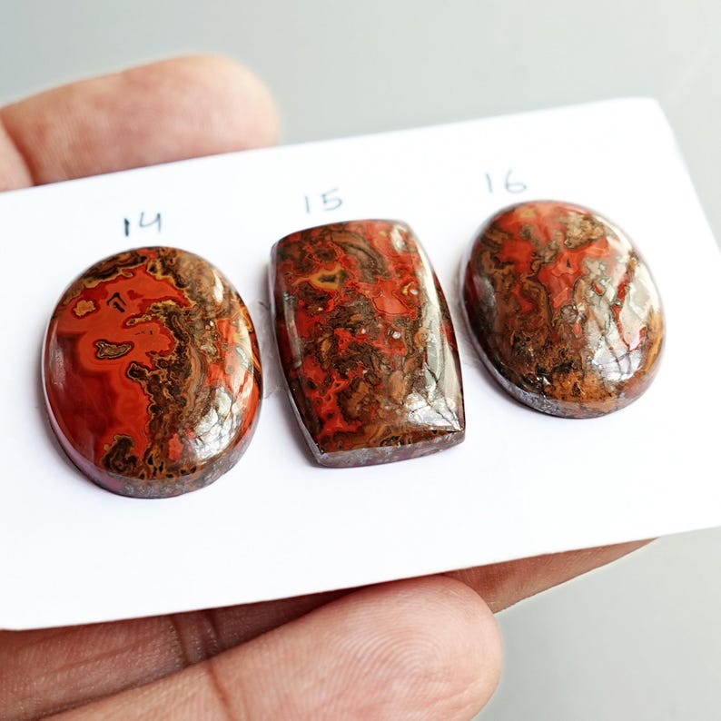 Moroccan Seam Agate Cabochon Natural Flat Back Loose Gemstones for Jewelry Making image 12