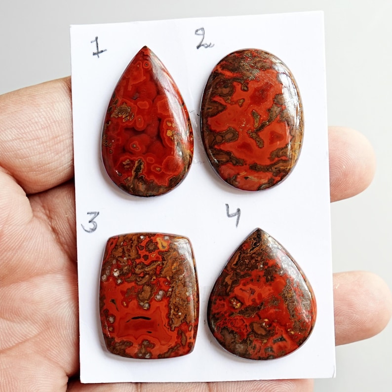 Moroccan Seam Agate Cabochon Natural Flat Back Loose Gemstones for Jewelry Making image 1