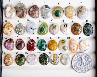 Orbicular Ocean Jasper Cabochon Flat Back Loose Gemstones for Jewelry Making