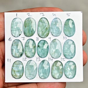 Aqua Kyanite Cabochon Natural Flat Back Loose Gemstones for Jewelry Making